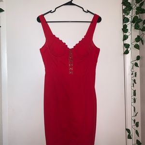 Red slim corset dress
